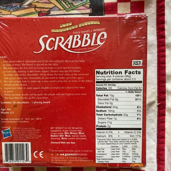 GAME: Hasbro Scrabble Word Game, Milk Chocolate Edition, Family Fun, Educational - Picture 2 of 4